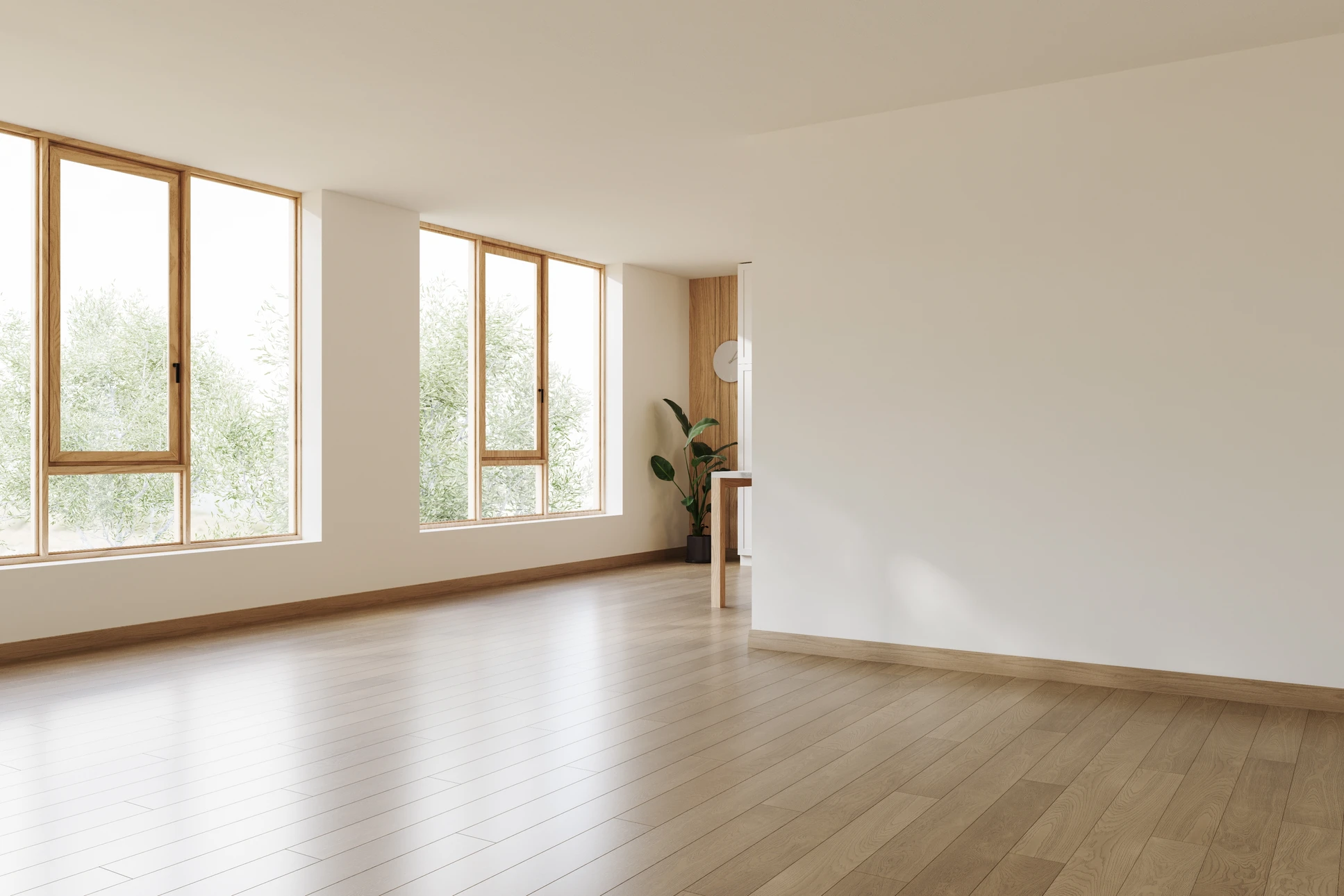 Sol intérieur en parquet massif chêne naturel disposé en motif chevrons ou bâtons rompus