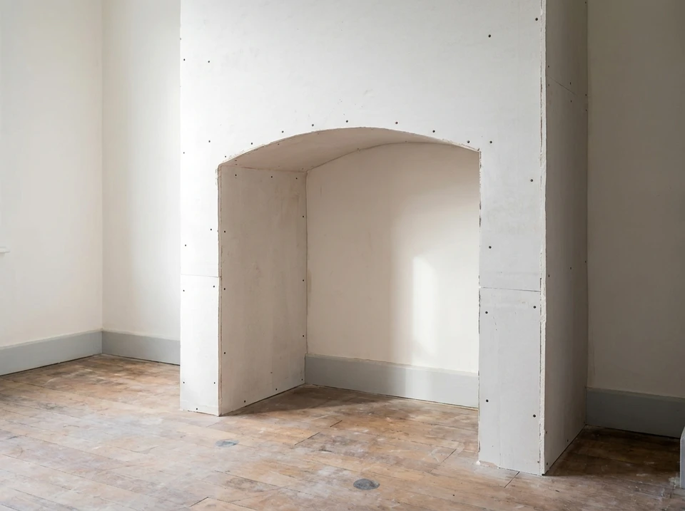 Scène d'intérieur professionnel avec homme en costume pointant du doigt des documents contractuels sur table, maquette architecturale d'immeuble résidentiel au premier plan, fenêtre lumineuse en arrière-plan
